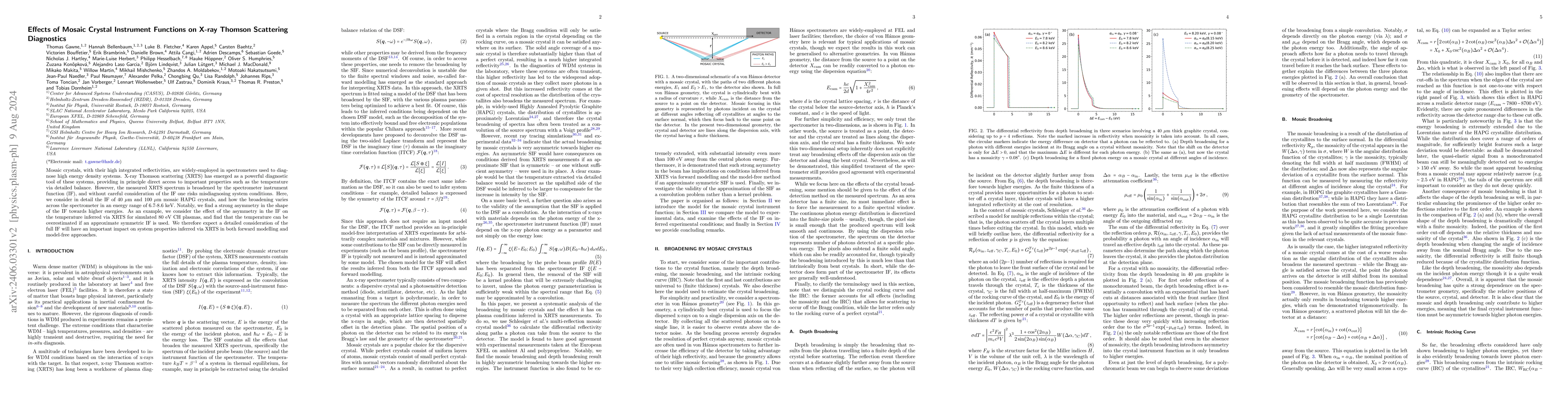 Thumbnail for Effects of Mosaic Crystal Instrument Functions on X-ray Thomson
  Scattering Diagnostics