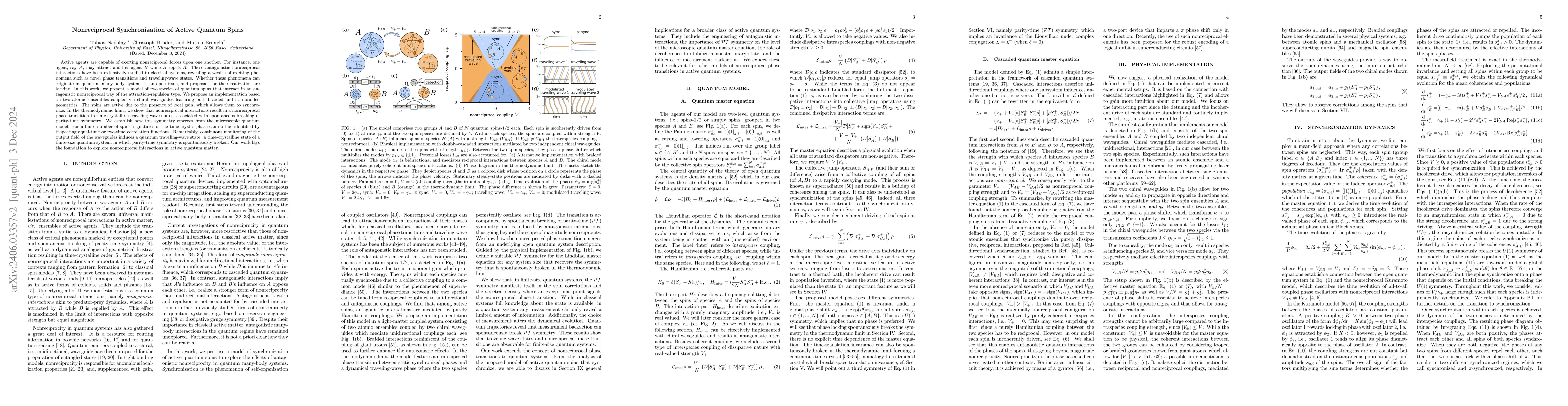 Thumbnail for Nonreciprocal synchronization of active quantum spins