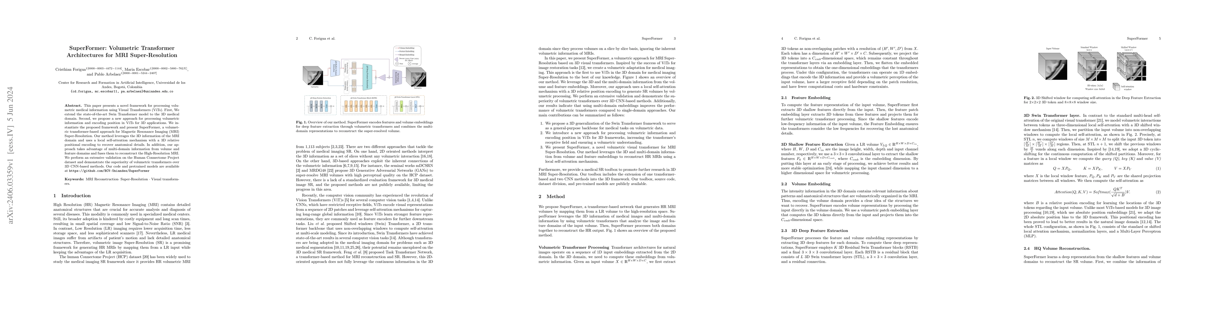 Thumbnail for SuperFormer: Volumetric Transformer Architectures for MRI
  Super-Resolution