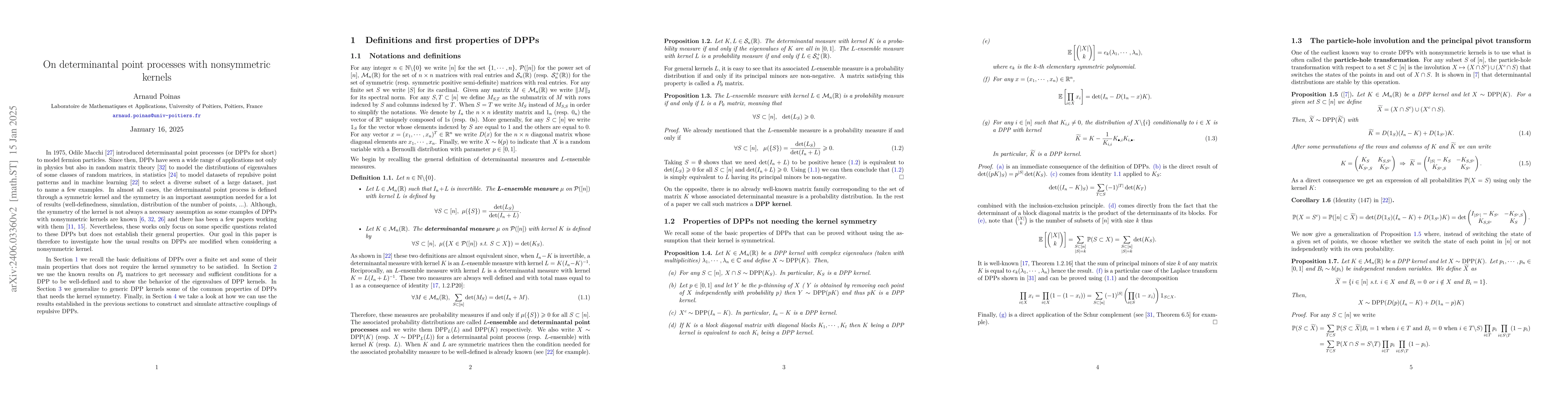Thumbnail for On determinantal point processes with nonsymmetric kernels