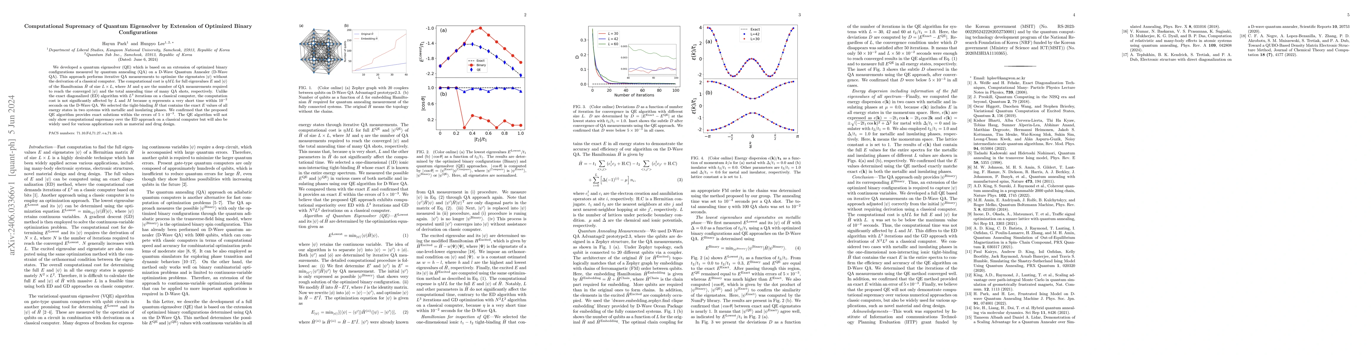 Thumbnail for Computational Supremacy of Quantum Eigensolver by Extension of Optimized
  Binary Configurations