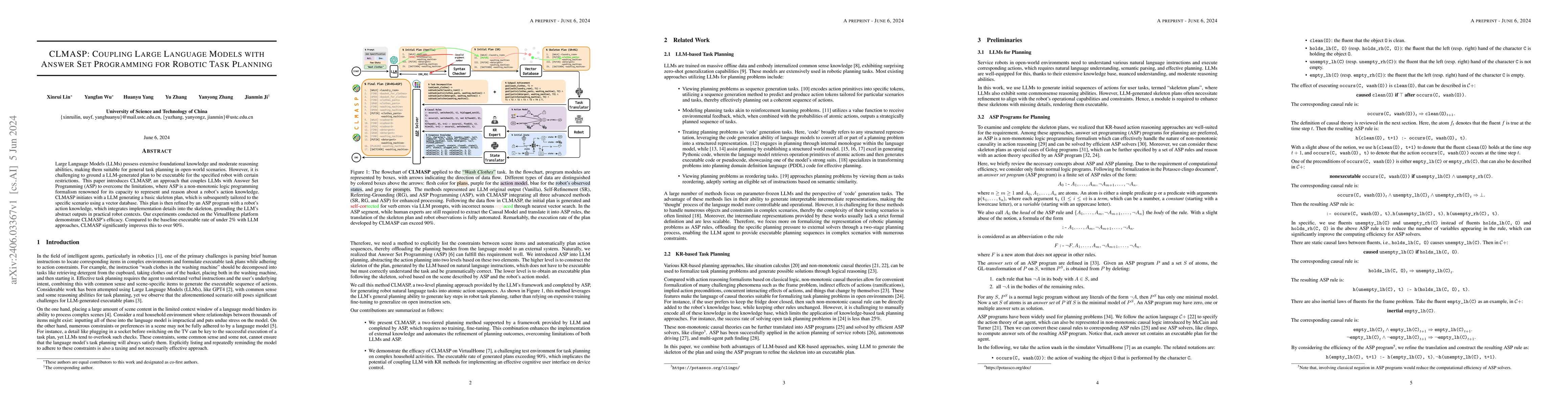 Thumbnail for CLMASP: Coupling Large Language Models with Answer Set Programming for
  Robotic Task Planning