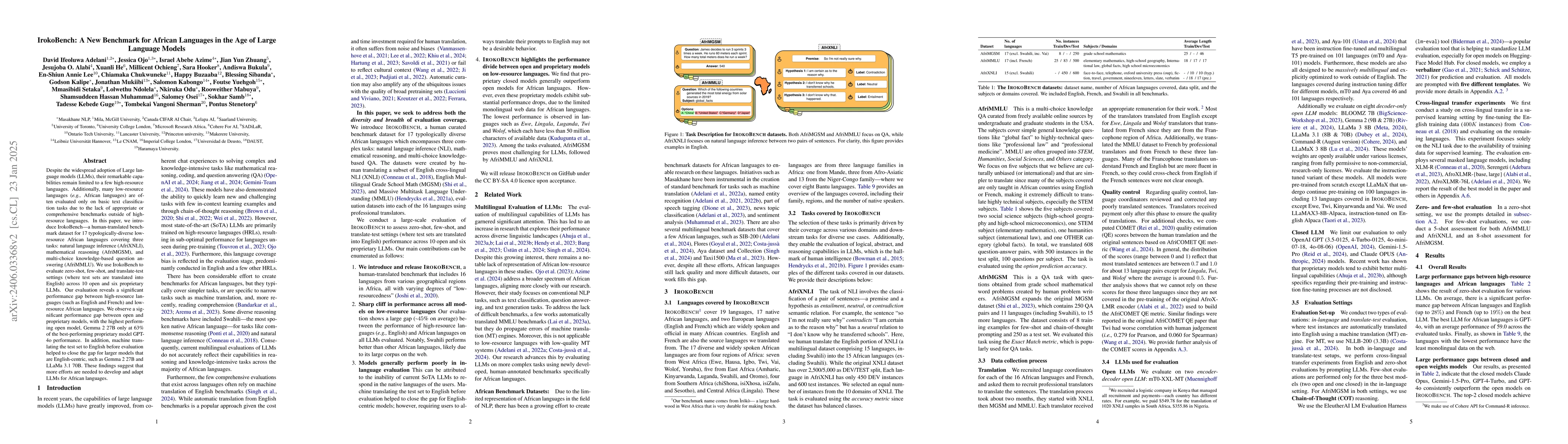 Thumbnail for IrokoBench: A New Benchmark for African Languages in the Age of Large
  Language Models