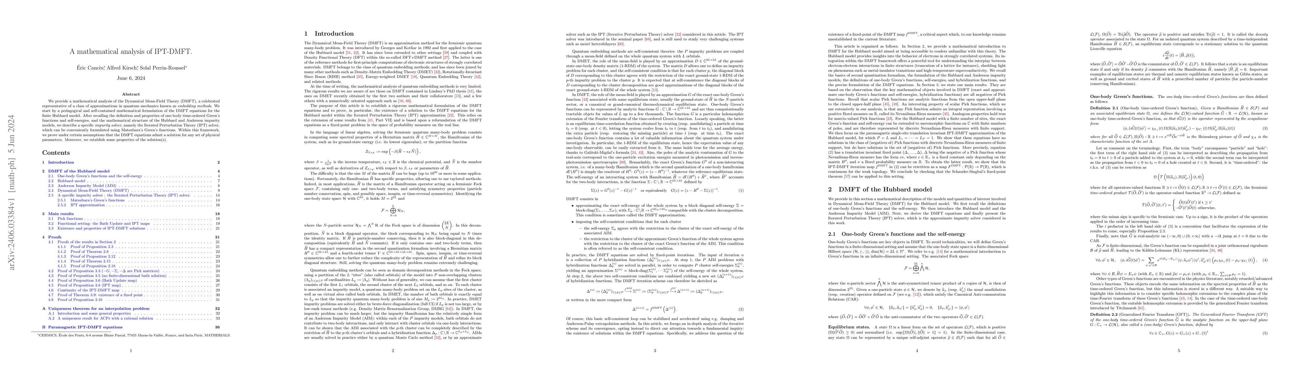 Thumbnail for A mathematical analysis of IPT-DMFT