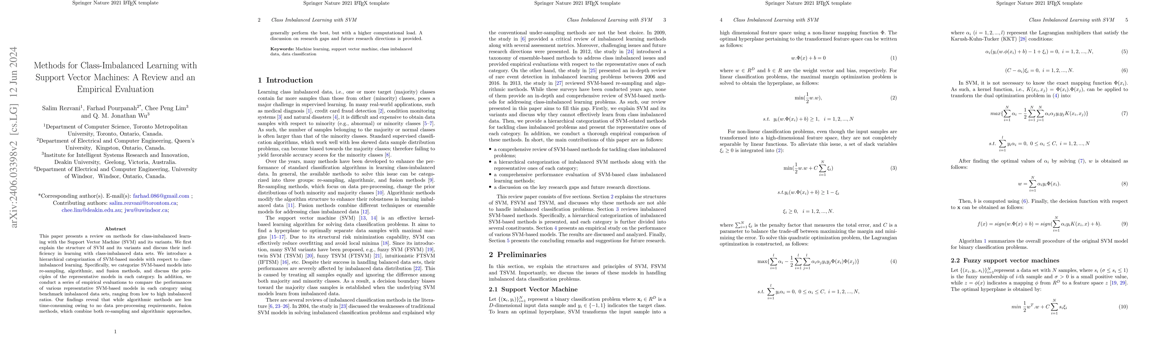 Thumbnail for Methods for Class-Imbalanced Learning with Support Vector Machines: A
  Review and an Empirical Evaluation
