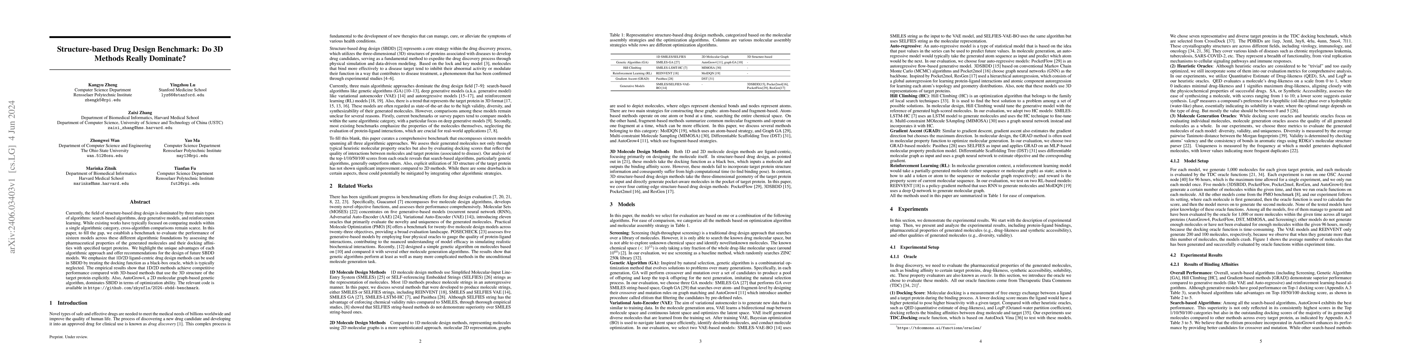 Thumbnail for Structure-based Drug Design Benchmark: Do 3D Methods Really Dominate?
