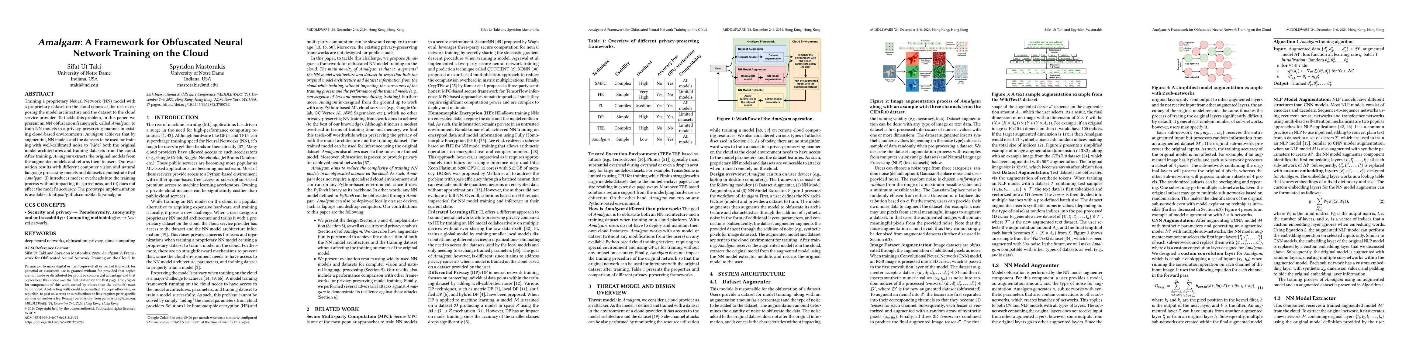 Thumbnail for Amalgam: A Framework for Obfuscated Neural Network Training on the Cloud