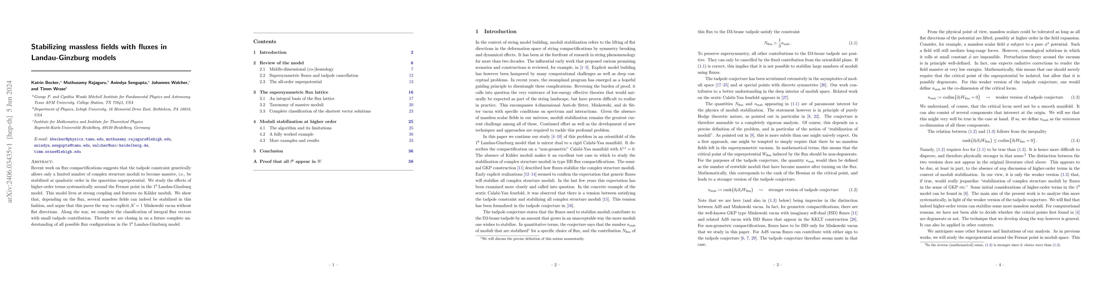 Thumbnail for Stabilizing massless fields with fluxes in Landau-Ginzburg models