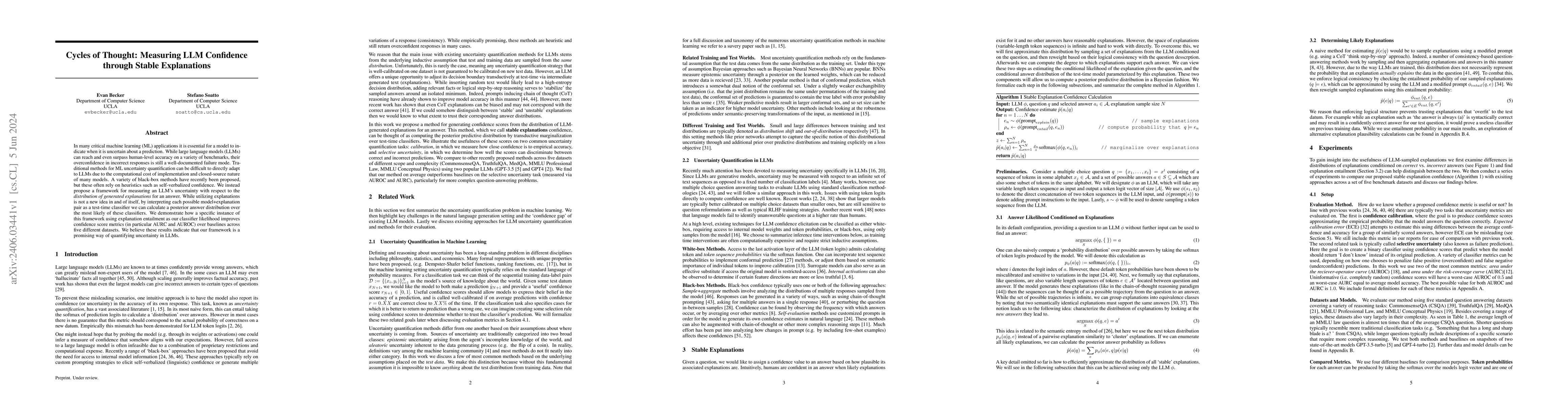 Thumbnail for Cycles of Thought: Measuring LLM Confidence through Stable Explanations