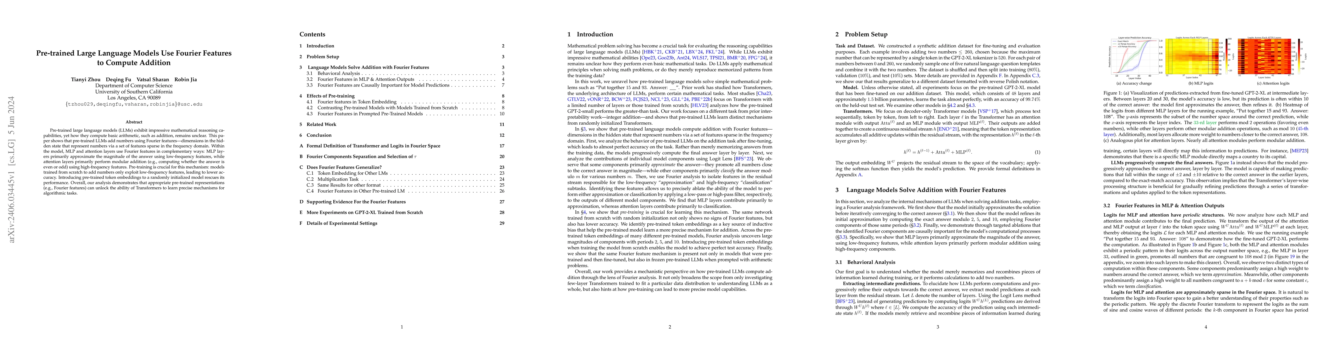 Thumbnail for Pre-trained Large Language Models Use Fourier Features to Compute
  Addition