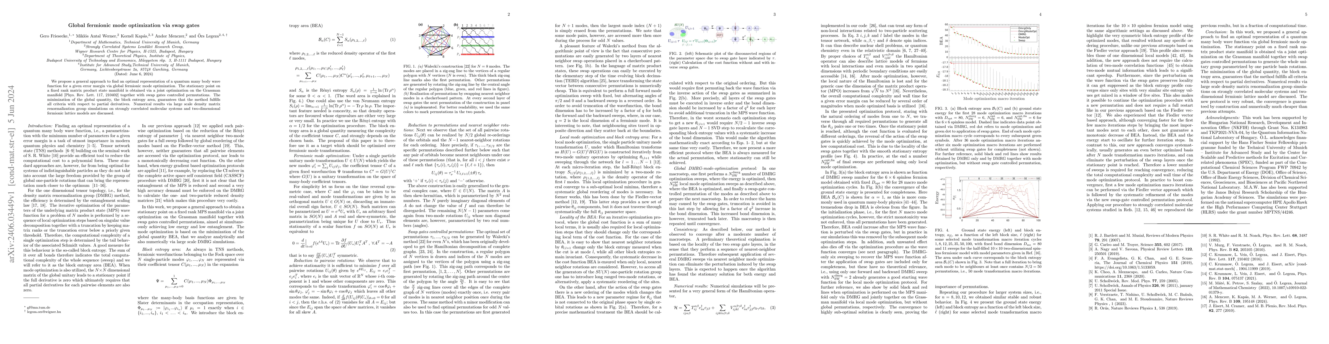 Thumbnail for Global fermionic mode optimization via swap gates