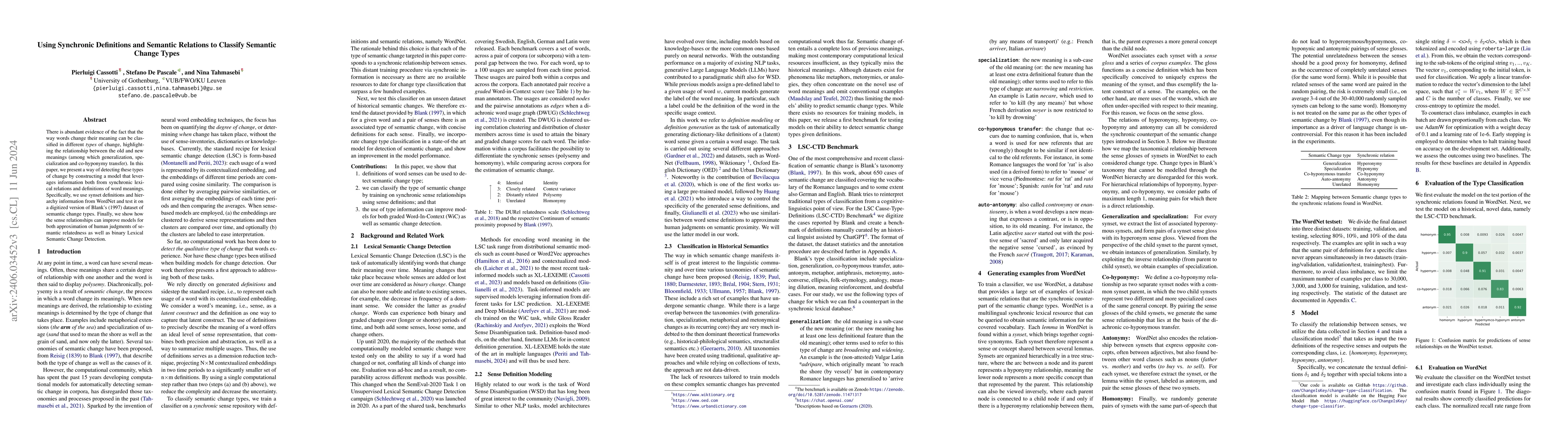 Thumbnail for Using Synchronic Definitions and Semantic Relations to Classify Semantic
  Change Types