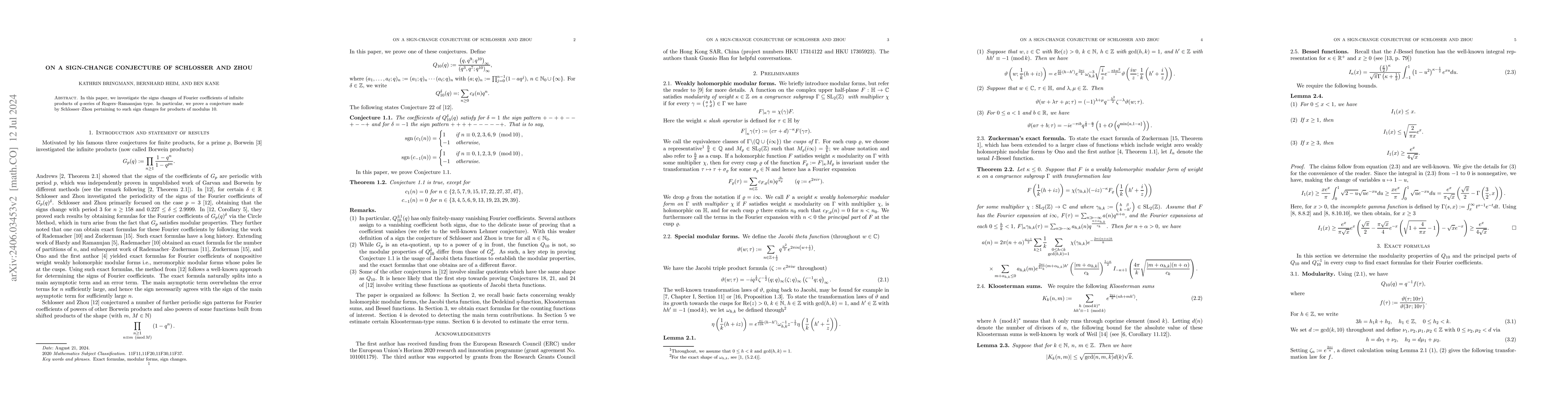 Thumbnail for On a sign-change conjecture of Schlosser and Zhou