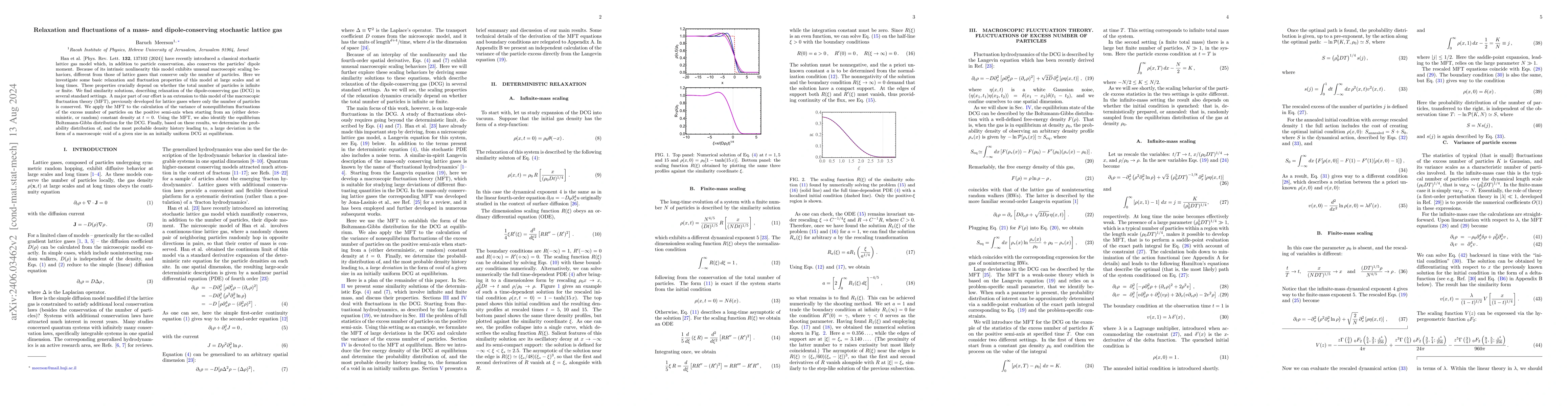 Thumbnail for Relaxation and fluctuations of a mass- and dipole-conserving stochastic
  lattice gas