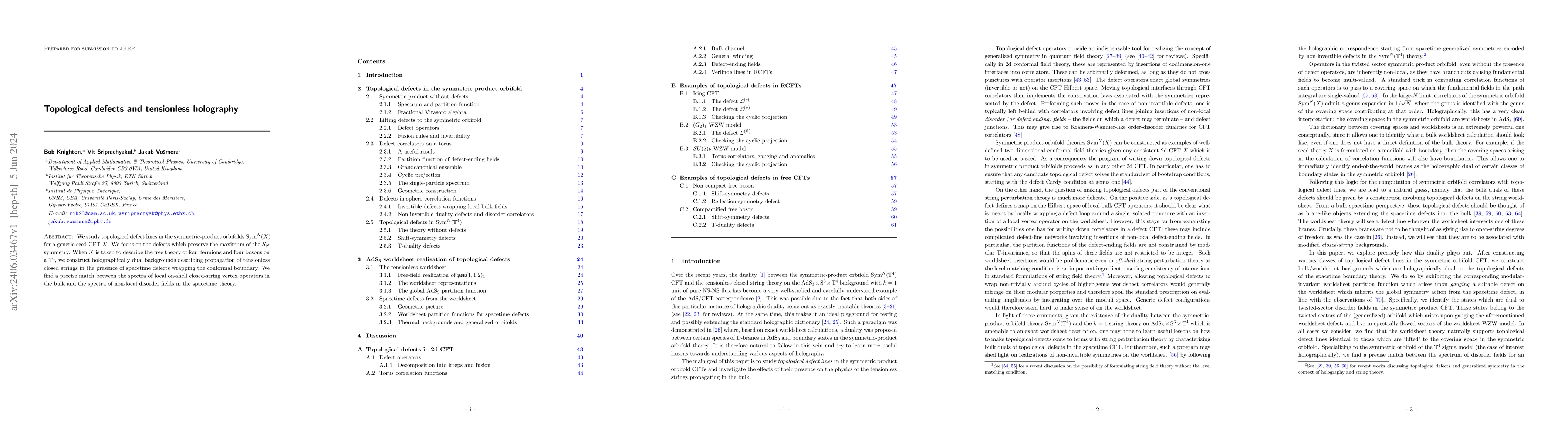 Thumbnail for Topological defects and tensionless holography