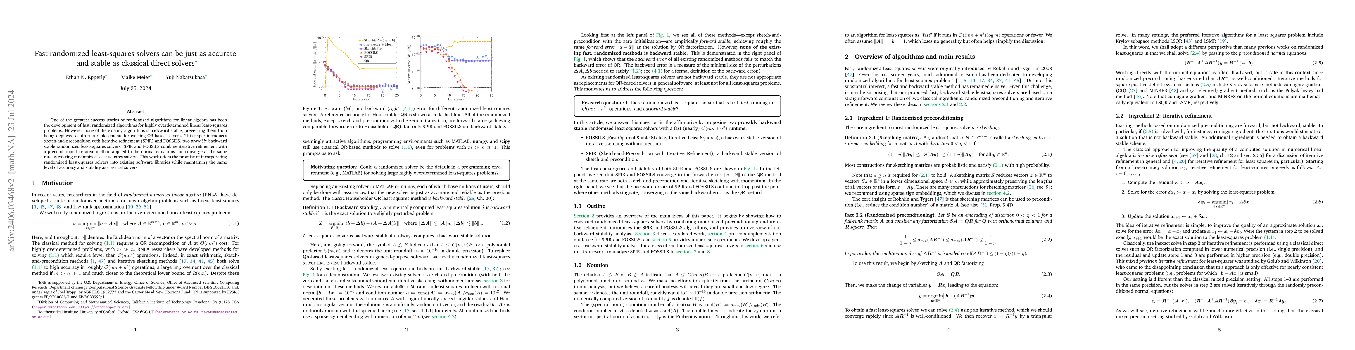 Thumbnail for Fast randomized least-squares solvers can be just as accurate and stable
  as classical direct solvers
