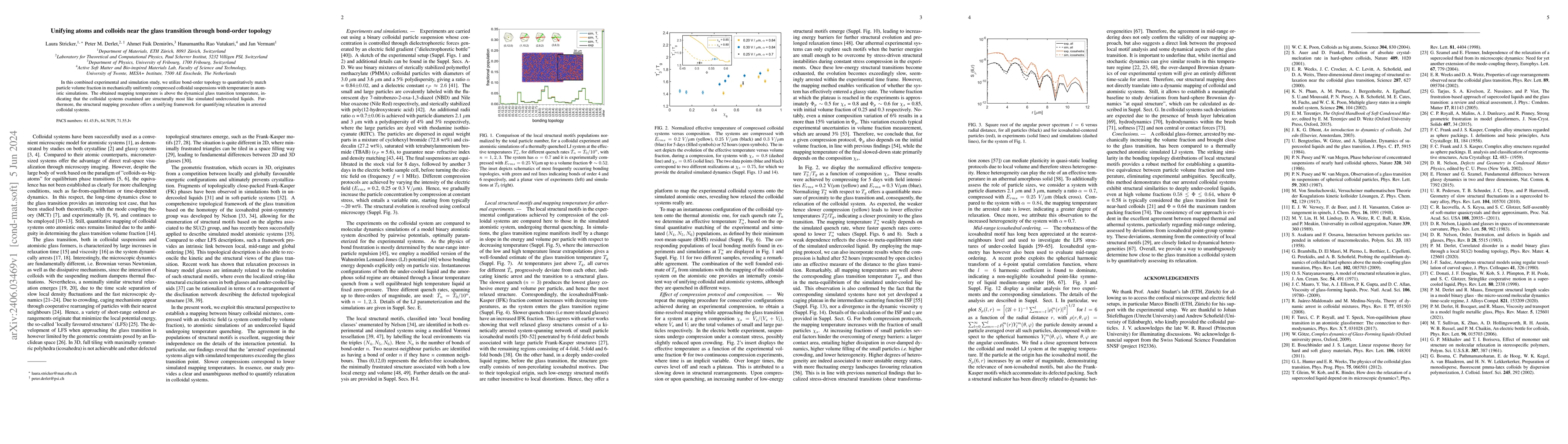 Thumbnail for Unifying atoms and colloids near the glass transition through bond-order
  topology