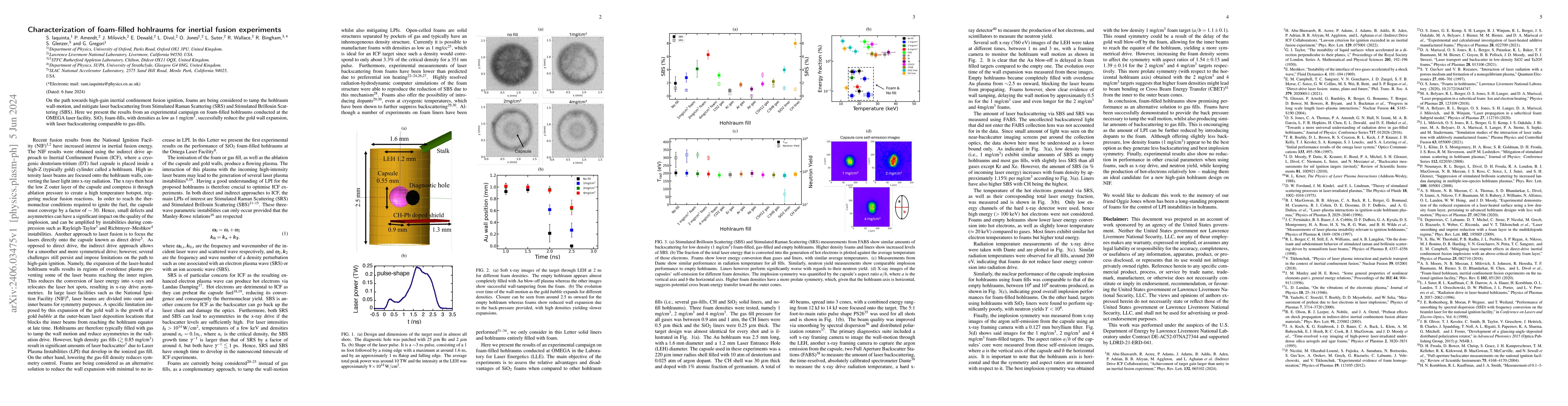 Thumbnail for Characterization of foam-filled hohlraums for inertial fusion
  experiments