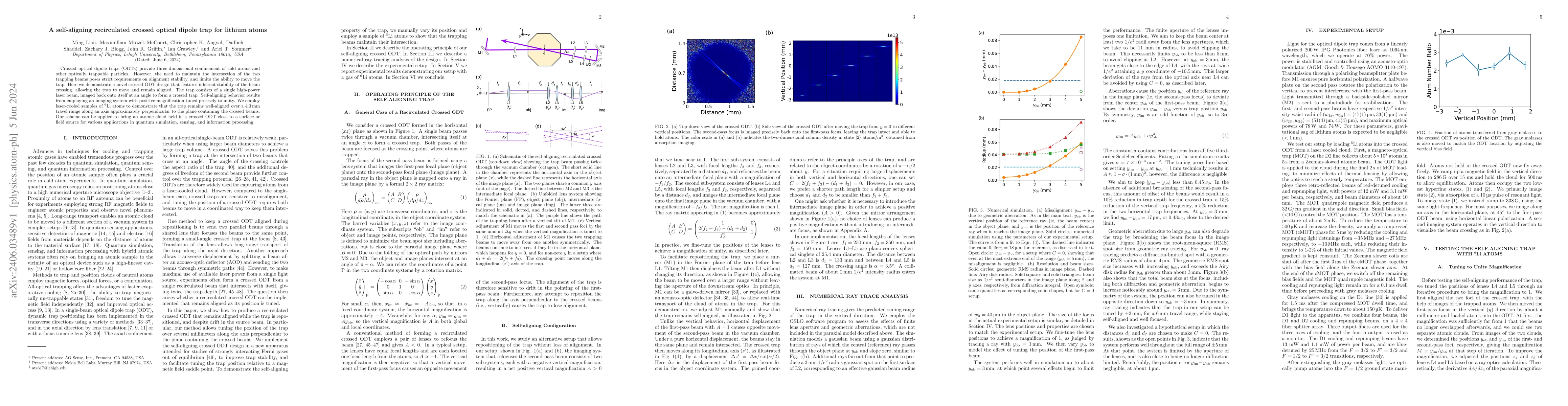 Thumbnail for A self-aligning recirculated crossed optical dipole trap for lithium
  atoms