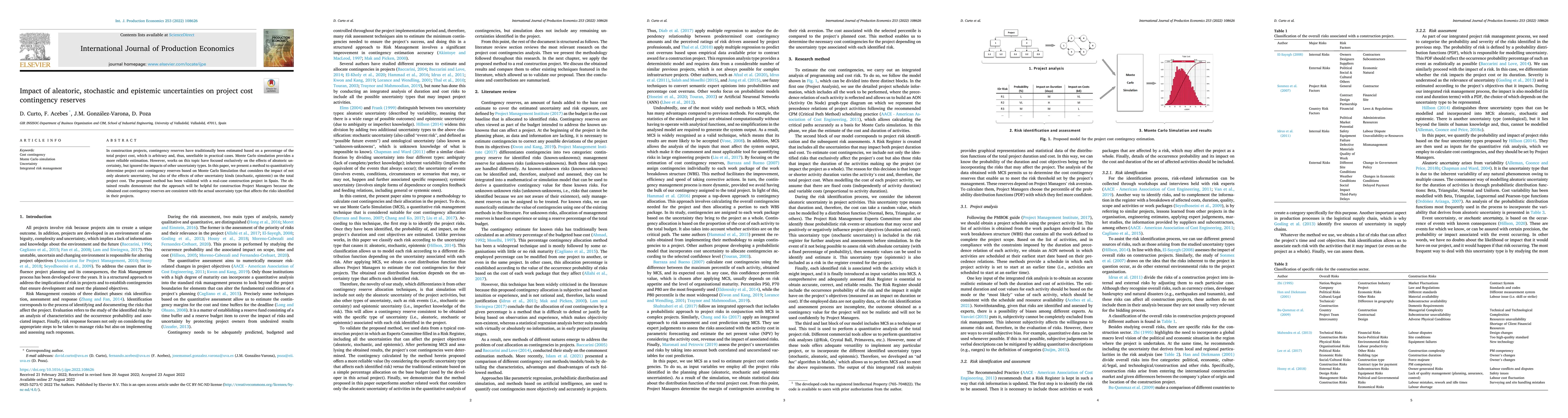 Thumbnail for Impact of aleatoric, stochastic and epistemic uncertainties on project
  cost contingency reserves