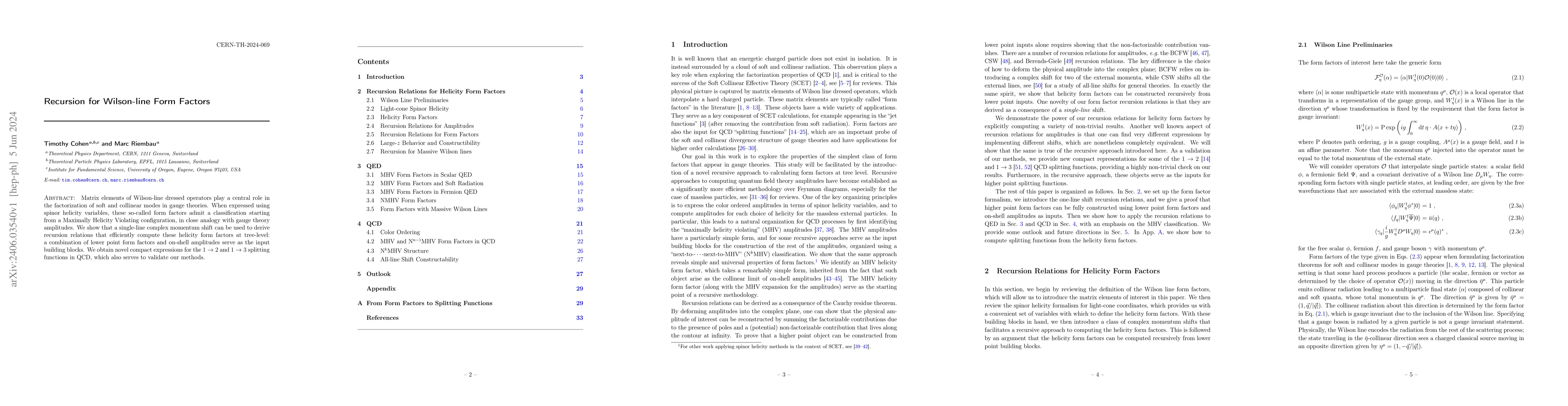 Thumbnail for Recursion for Wilson-line Form Factors
