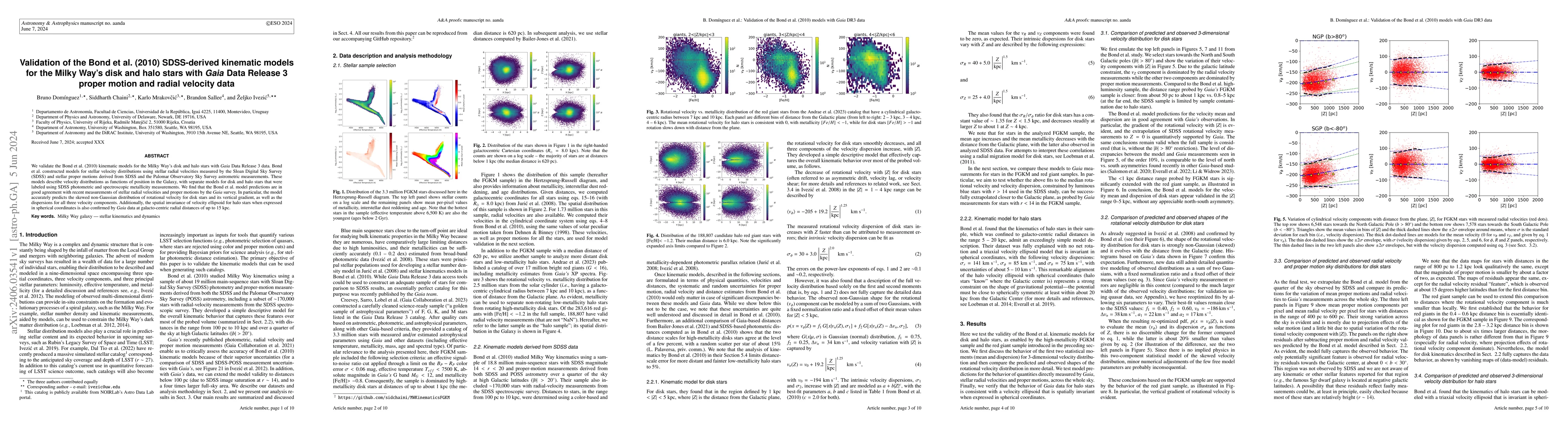 Thumbnail for Validation of the Bond et al. (2010) SDSS-derived kinematic models for
  the Milky Way's disk and halo stars with Gaia Data Release 3 proper motion
  and radial velocity data