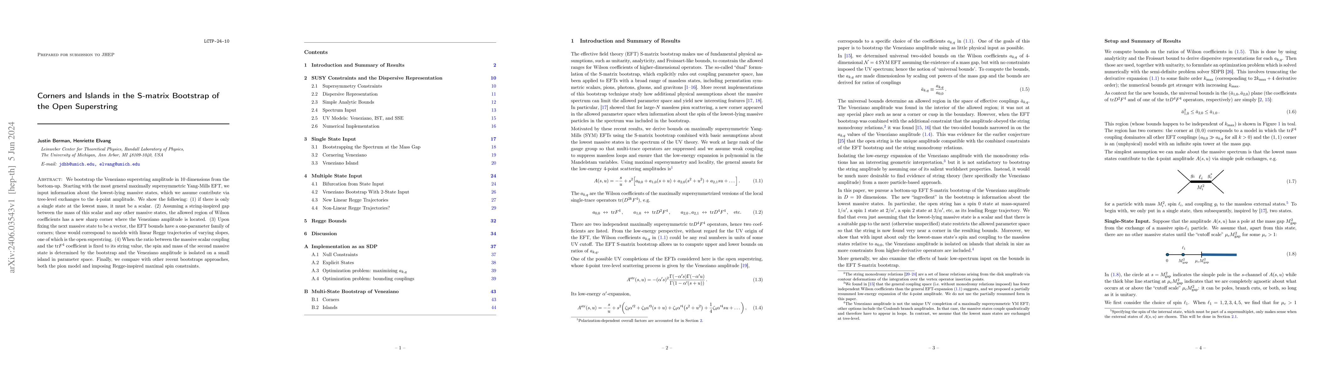 Thumbnail for Corners and Islands in the S-matrix Bootstrap of the Open Superstring