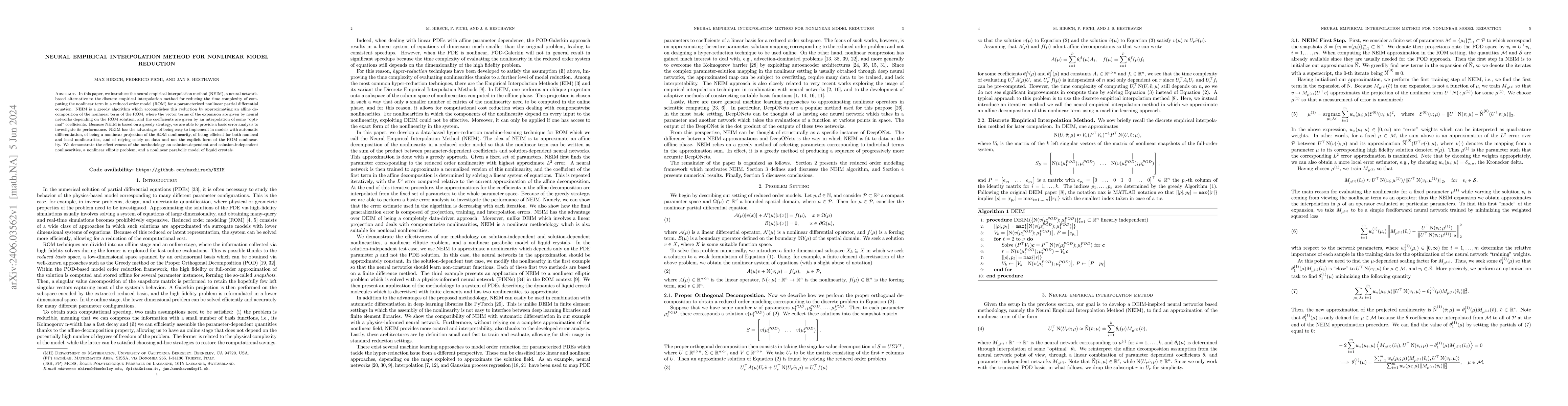 Thumbnail for Neural empirical interpolation method for nonlinear model reduction