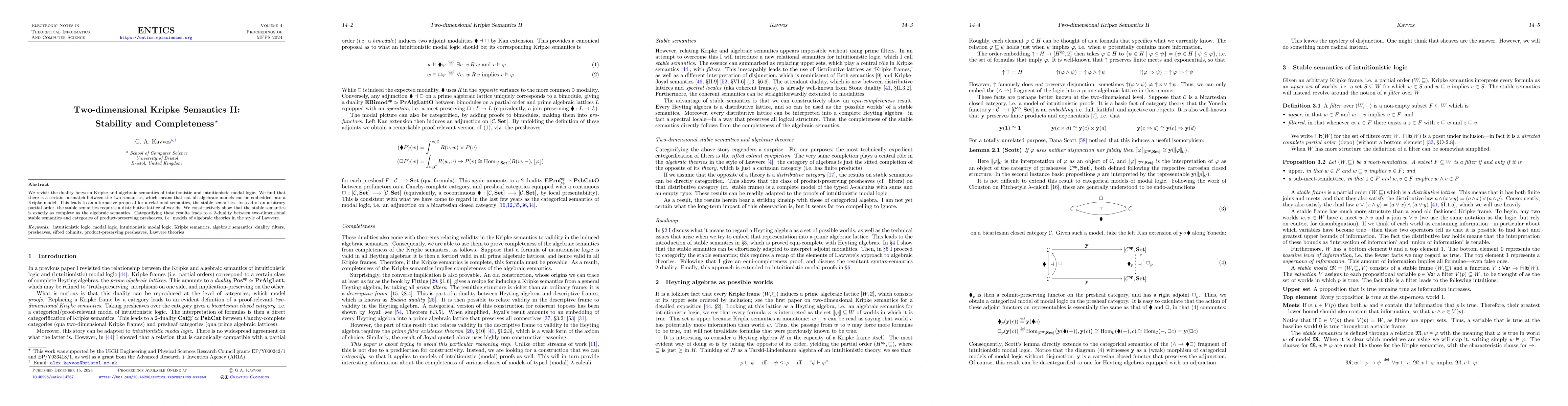 Thumbnail for Two-dimensional Kripke Semantics II: Stability and Completeness