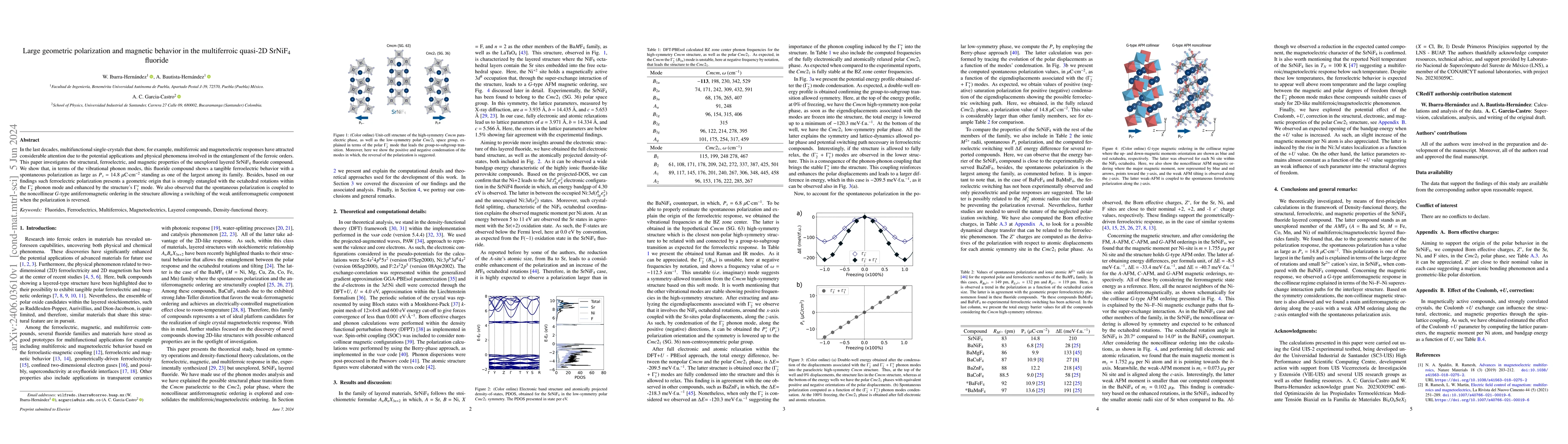 Thumbnail for Large geometric polarization and magnetic behavior in the multiferroic
  quasi-2D SrNiF$_4$ fluoride