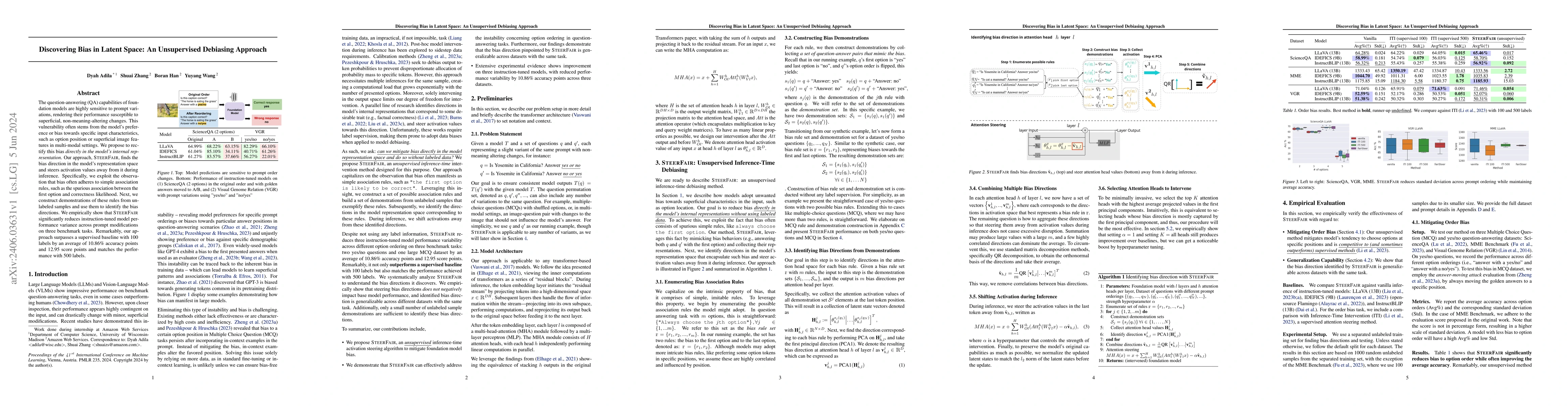 Thumbnail for Discovering Bias in Latent Space: An Unsupervised Debiasing Approach