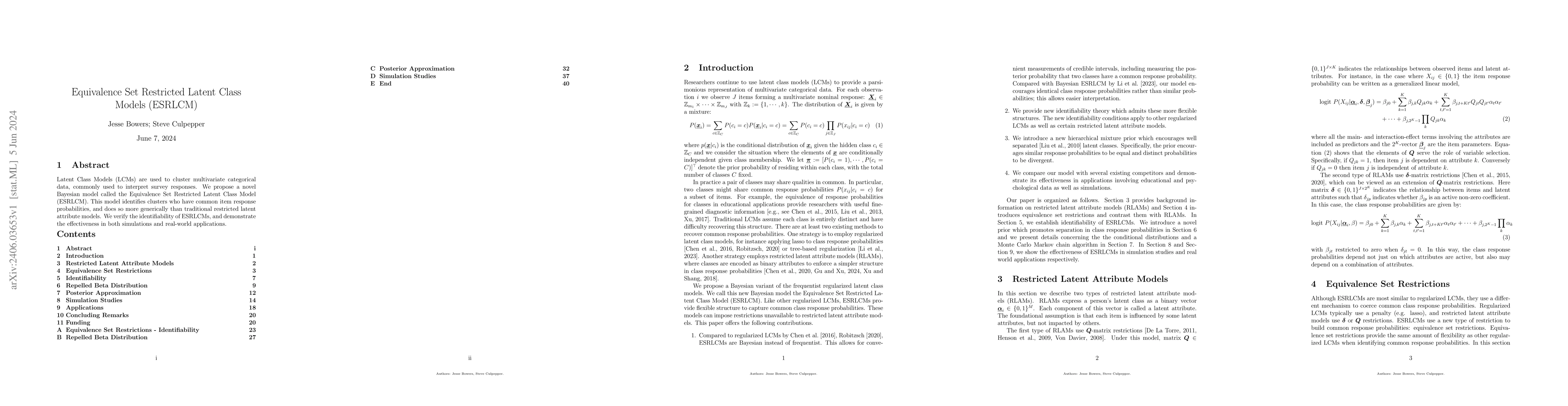 Thumbnail for Equivalence Set Restricted Latent Class Models (ESRLCM)