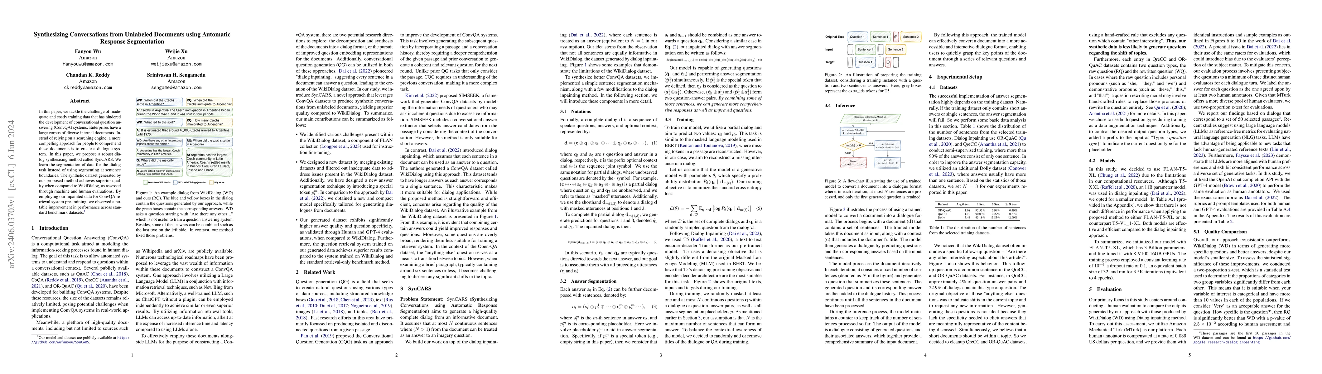 Thumbnail for Synthesizing Conversations from Unlabeled Documents using Automatic
  Response Segmentation