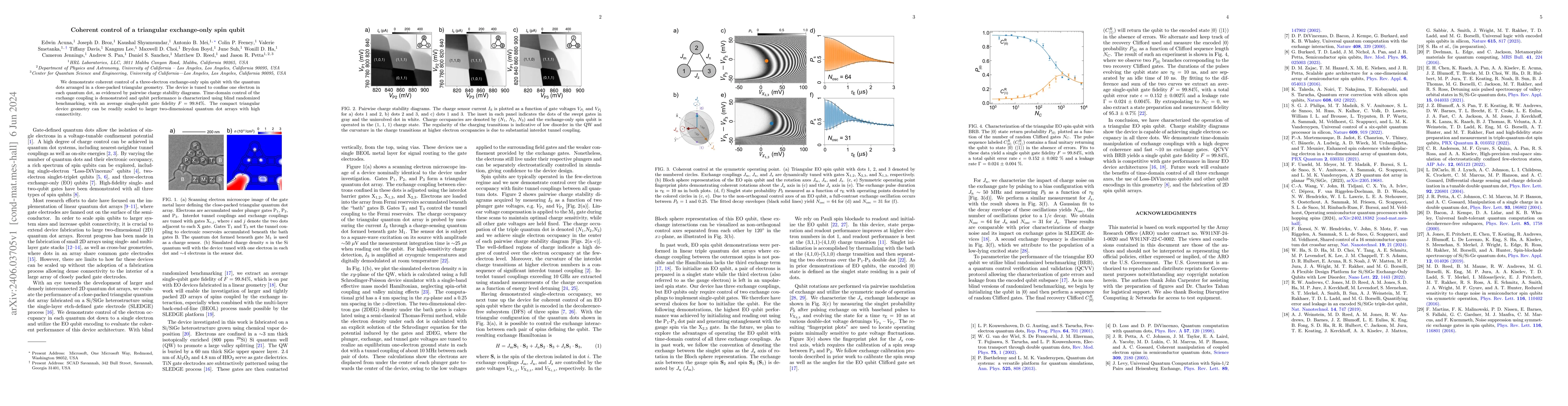 Thumbnail for Coherent control of a triangular exchange-only spin qubit