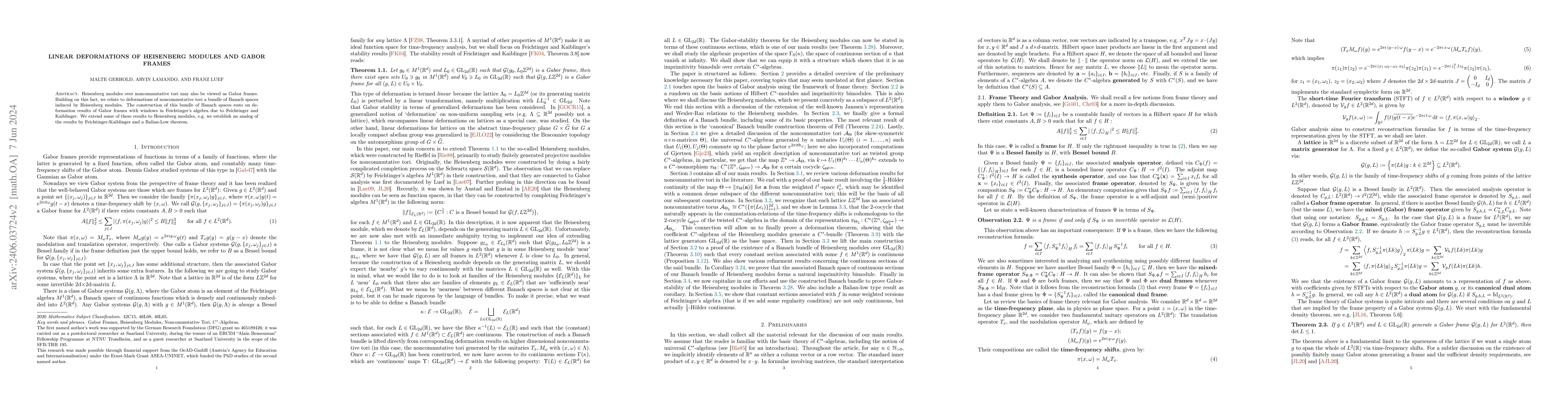 Thumbnail for Linear Deformations of Heisenberg Modules and Gabor Frames