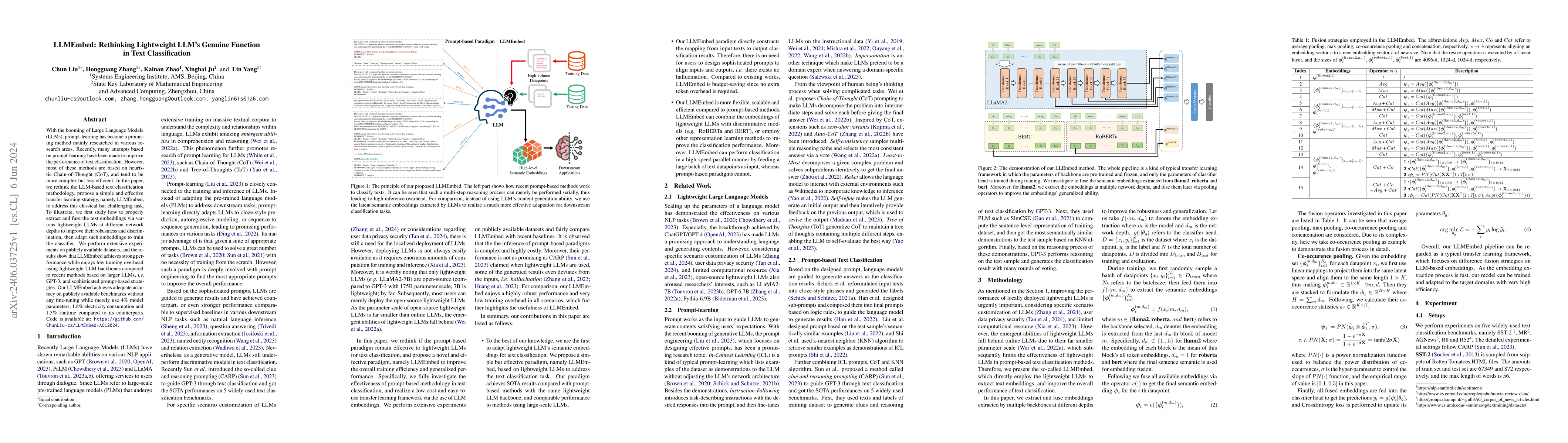 Thumbnail for LLMEmbed: Rethinking Lightweight LLM's Genuine Function in Text
  Classification
