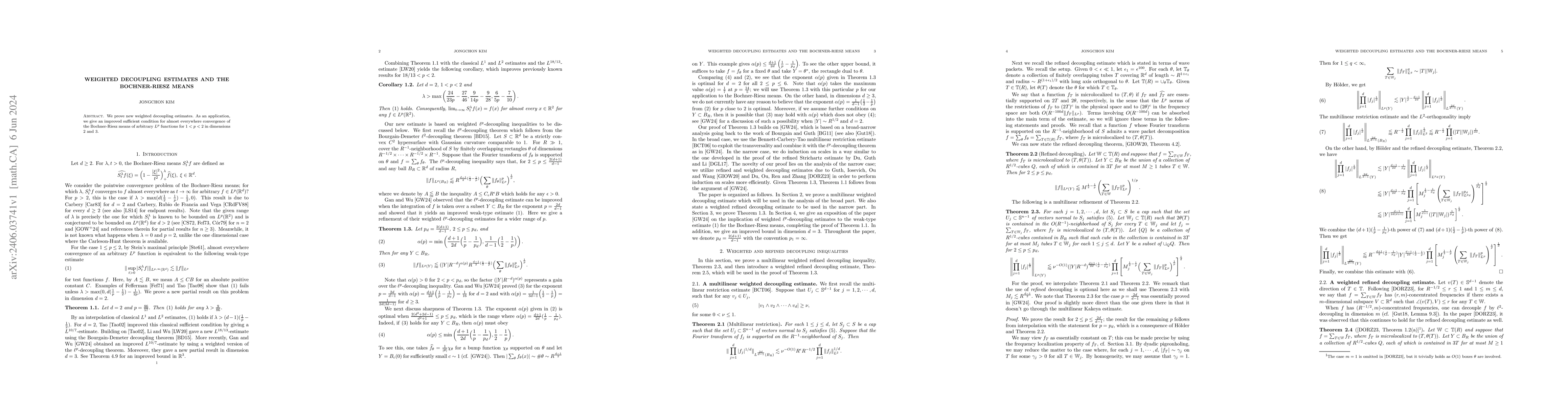 Thumbnail for Weighted decoupling estimates and the Bochner-Riesz means
