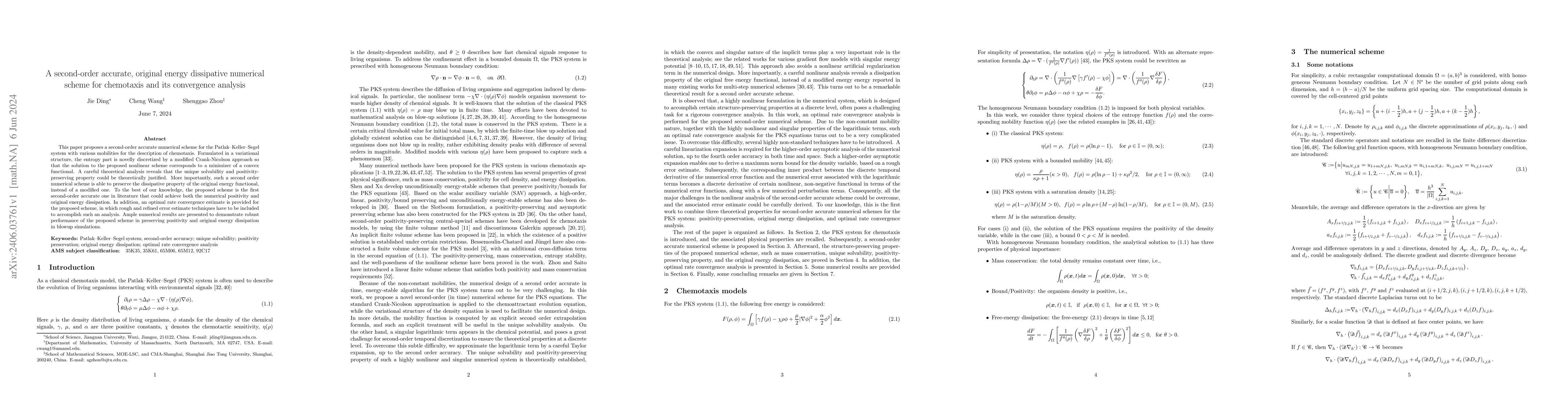Thumbnail for A second-order accurate, original energy dissipative numerical scheme
  for chemotaxis and its convergence analysis