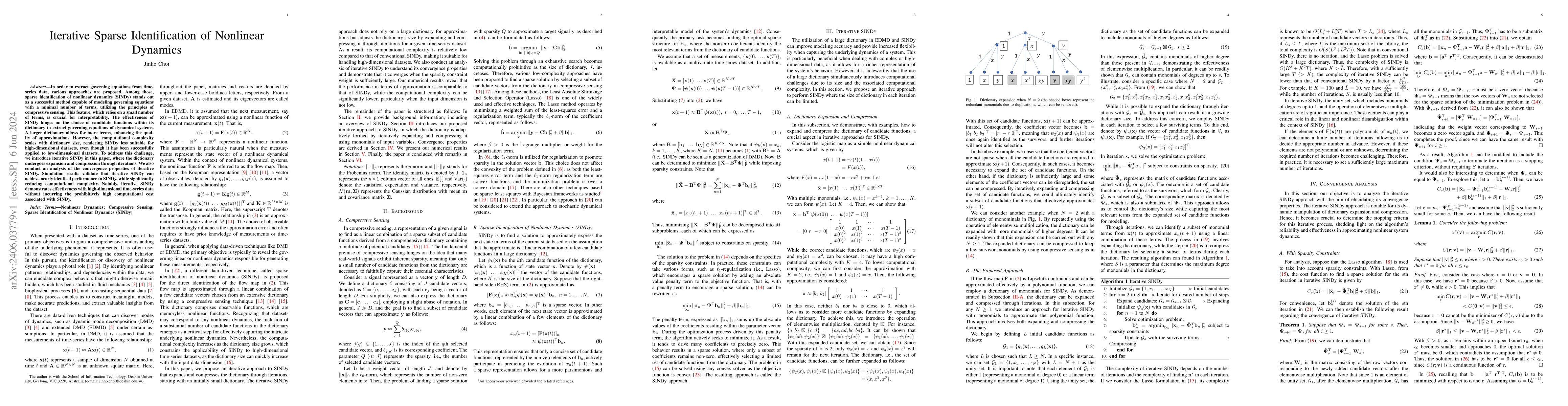 Thumbnail for Iterative Sparse Identification of Nonlinear Dynamics