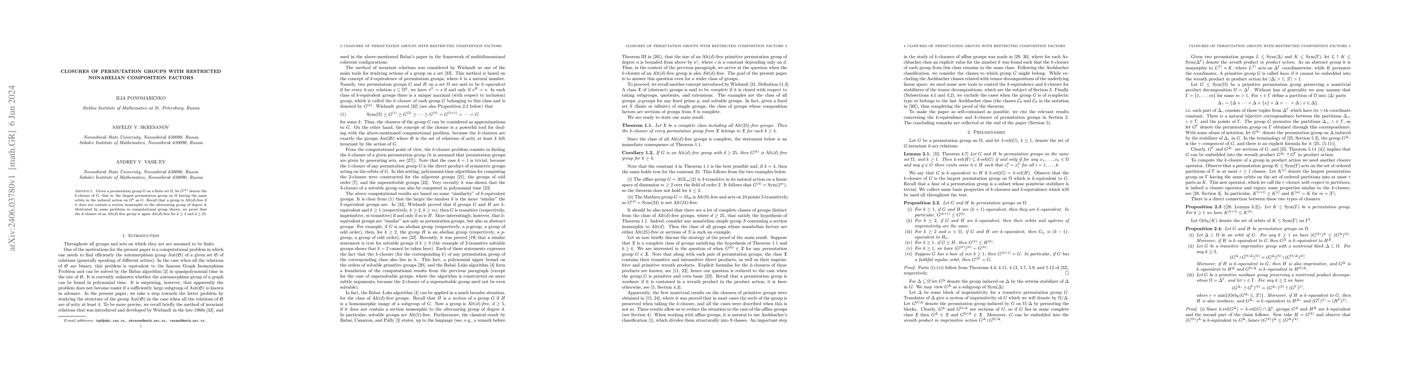 Thumbnail for Closures of permutation groups with restricted nonabelian composition
  factors