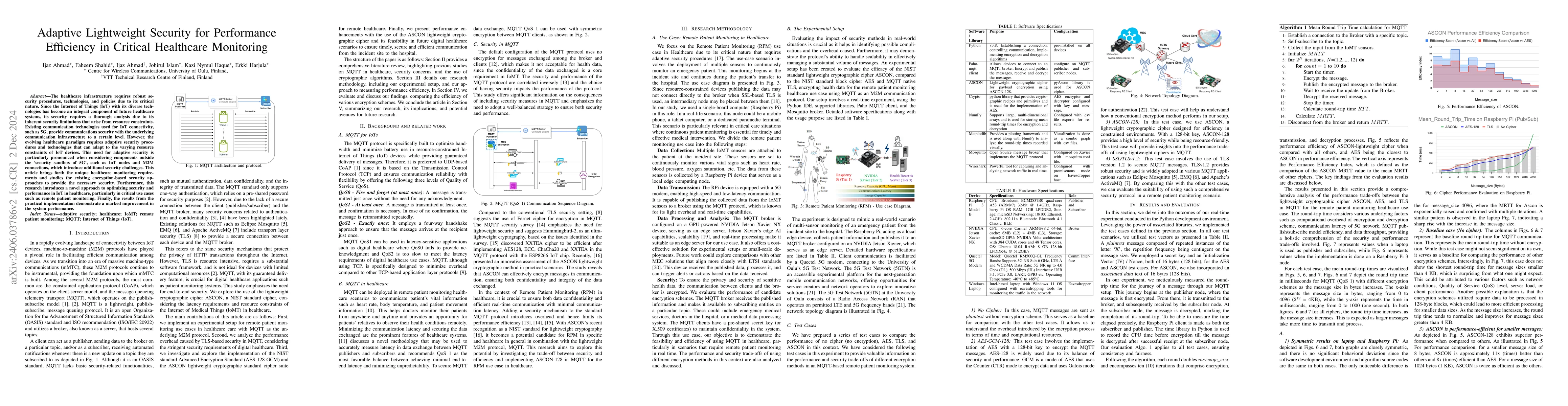 Thumbnail for Adaptive Lightweight Security for Performance Efficiency in Critical
  Healthcare Monitoring
