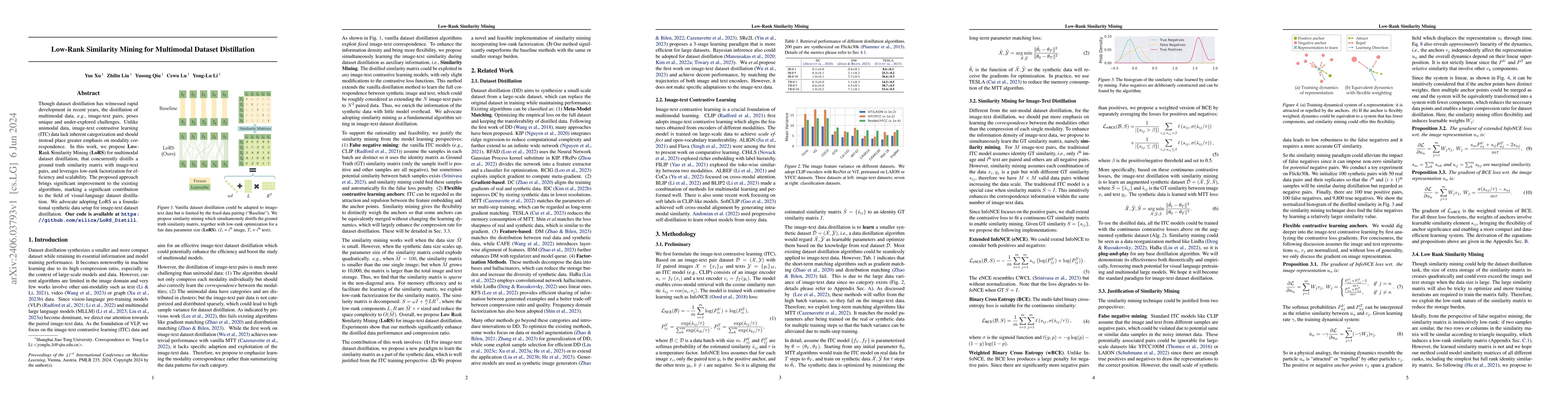 Thumbnail for Low-Rank Similarity Mining for Multimodal Dataset Distillation