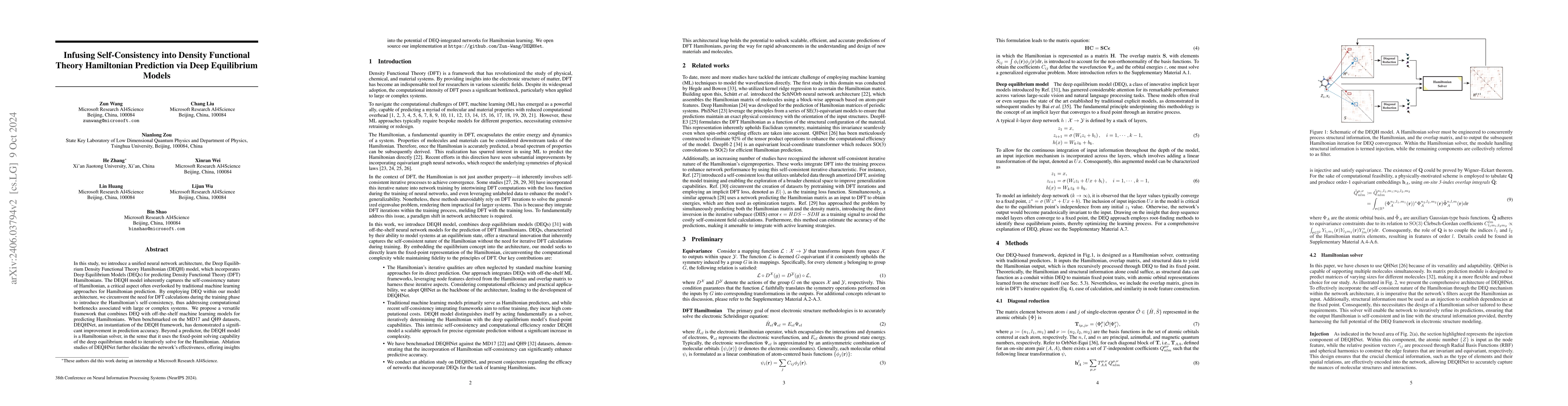 Thumbnail for Infusing Self-Consistency into Density Functional Theory Hamiltonian
  Prediction via Deep Equilibrium Models