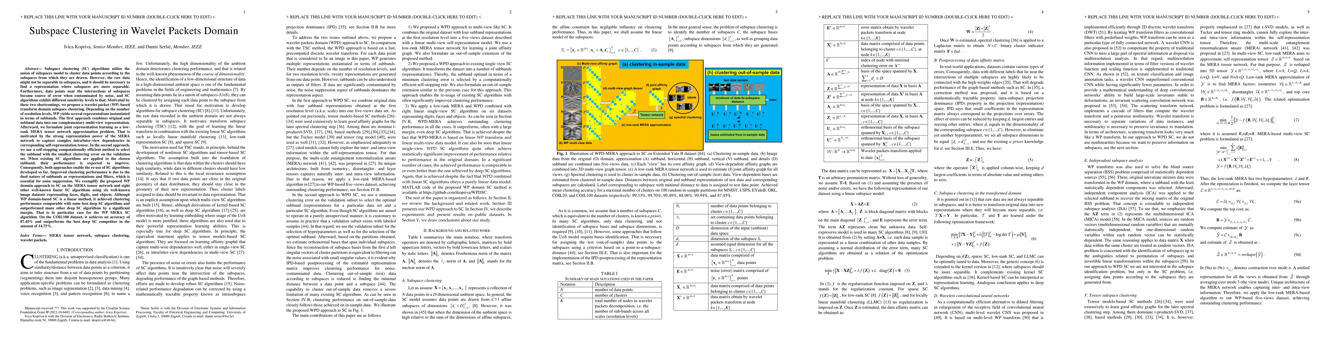 Thumbnail for Subspace Clustering in Wavelet Packets Domain