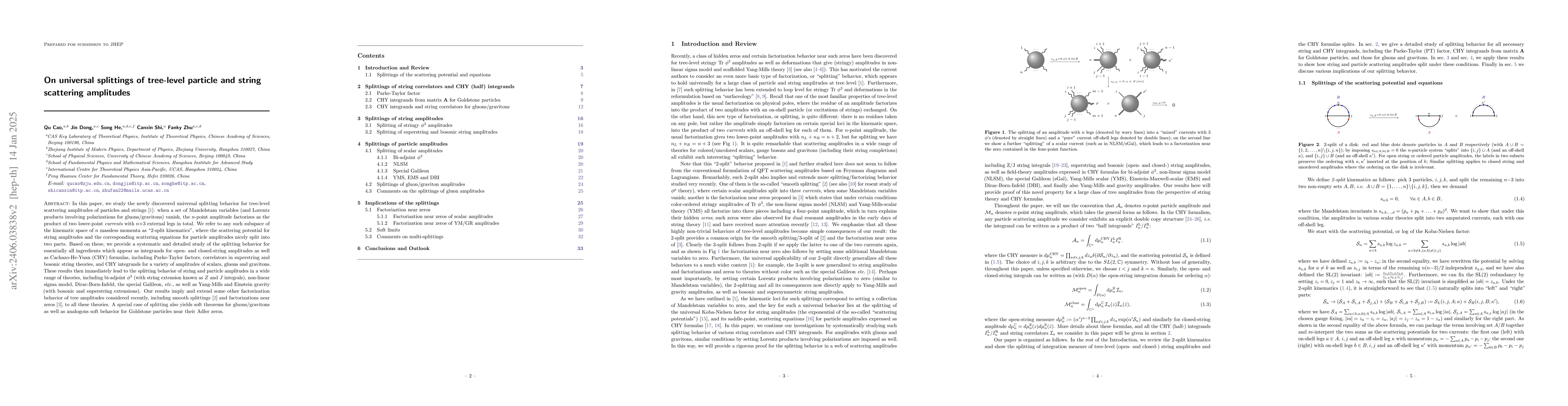 Thumbnail for On universal splittings of tree-level particle and string scattering
  amplitudes