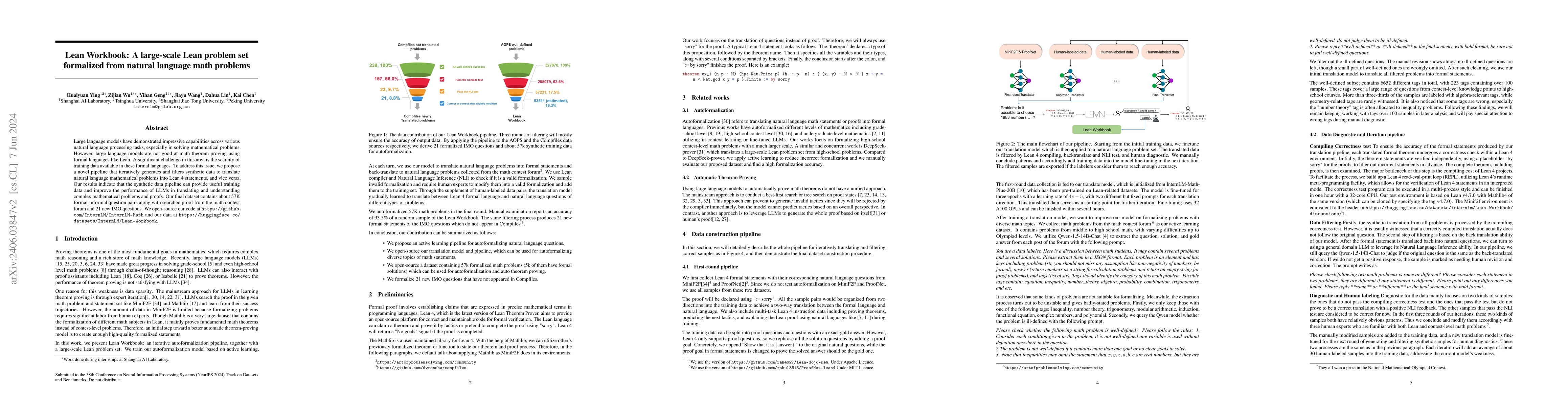 Thumbnail for Lean Workbook: A large-scale Lean problem set formalized from natural
  language math problems