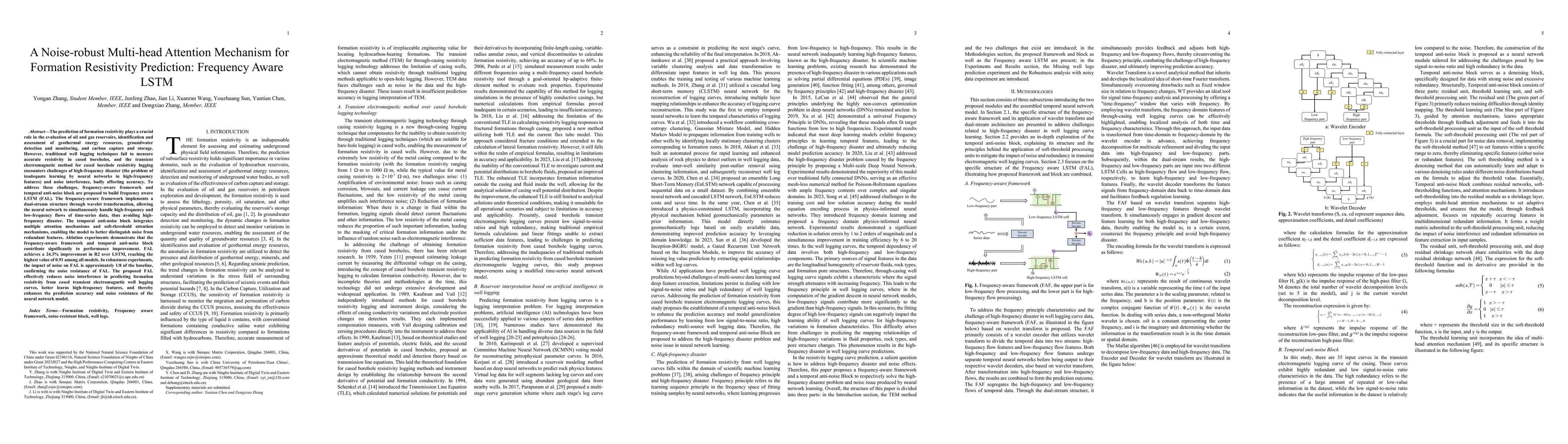 Thumbnail for A Noise-robust Multi-head Attention Mechanism for Formation Resistivity
  Prediction: Frequency Aware LSTM