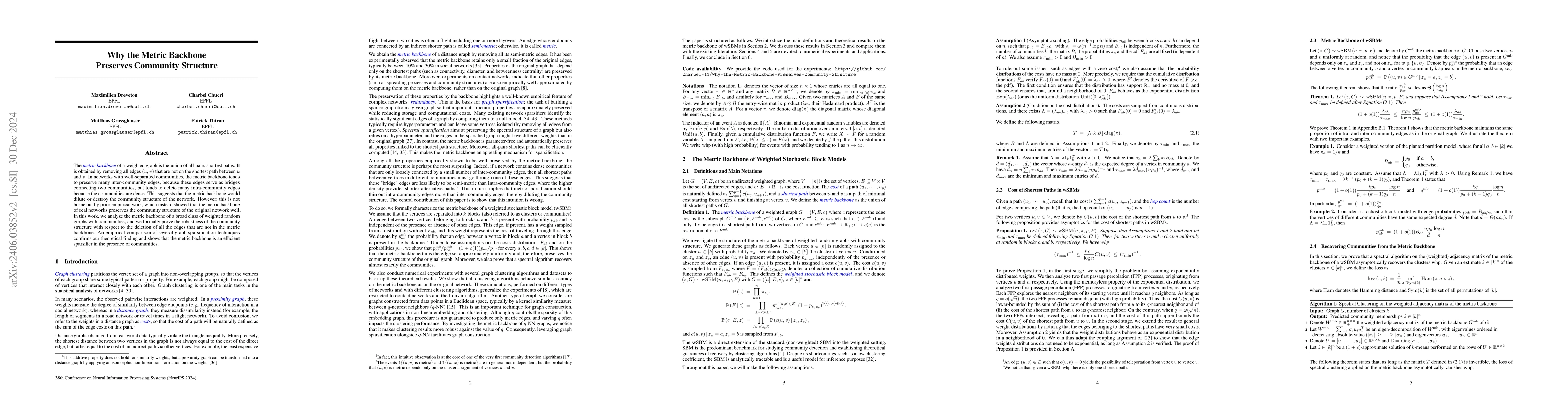 Thumbnail for Why the Metric Backbone Preserves Community Structure