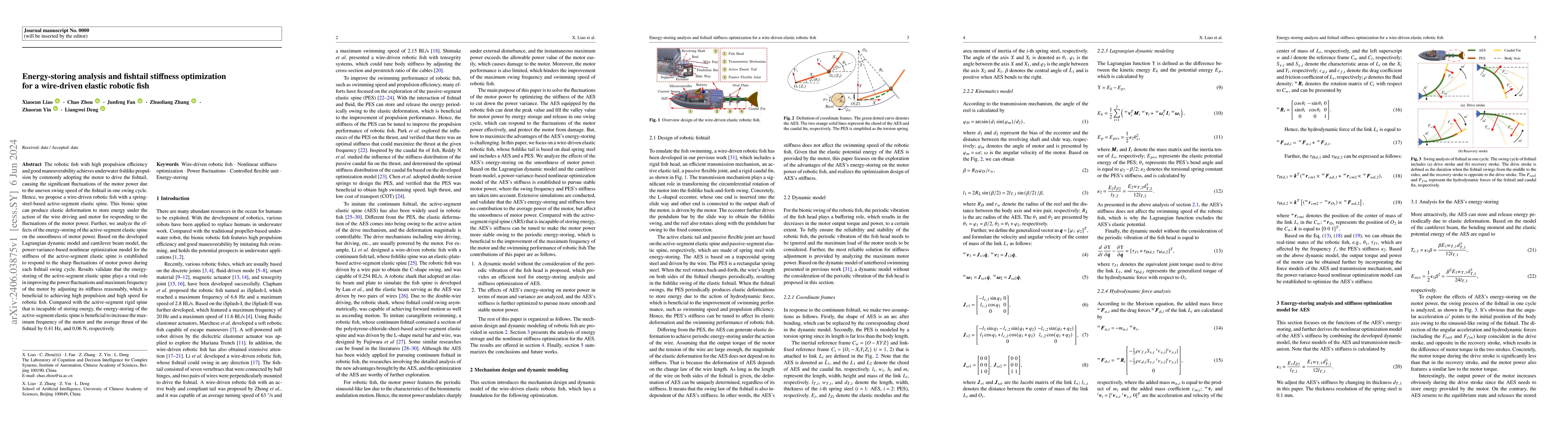 Thumbnail for Energy-storing analysis and fishtail stiffness optimization for a
  wire-driven elastic robotic fish