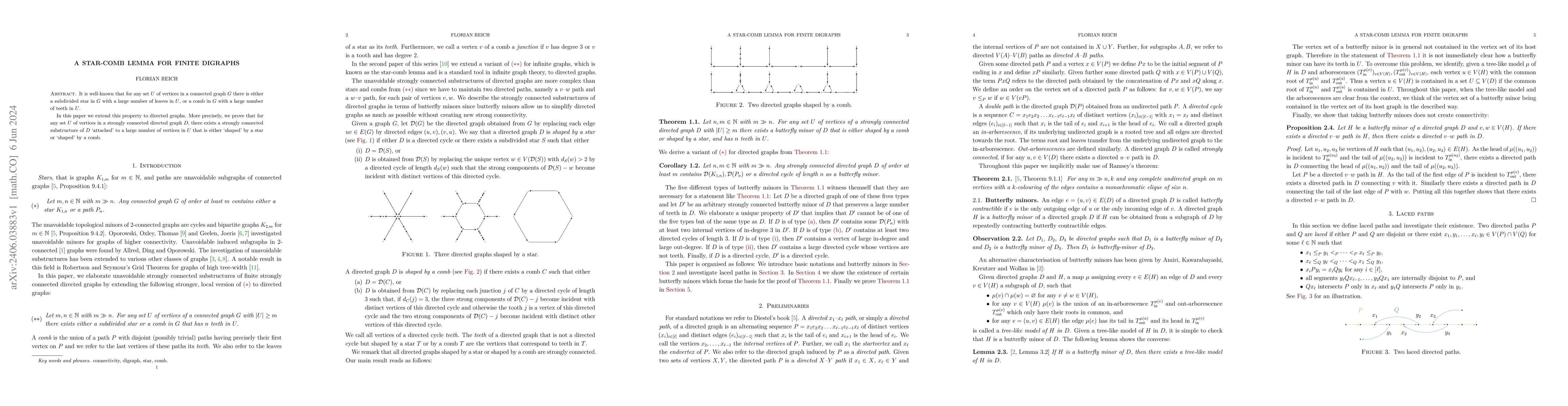 Thumbnail for A star-comb lemma for finite digraphs